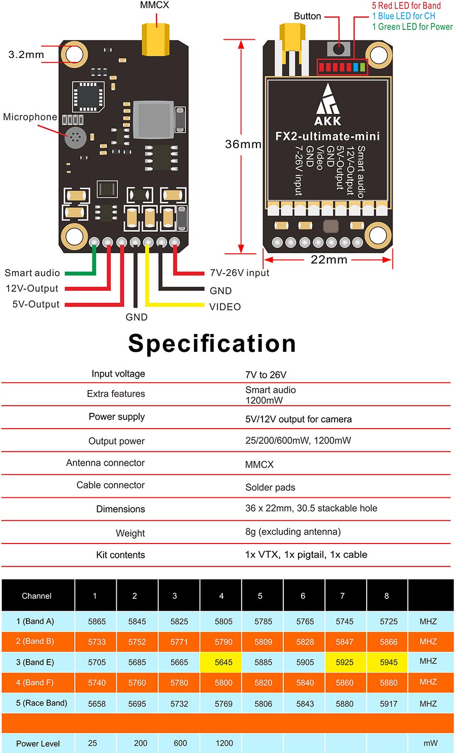 AKK FX2 Ultimate Mini 5.8GHz VTX