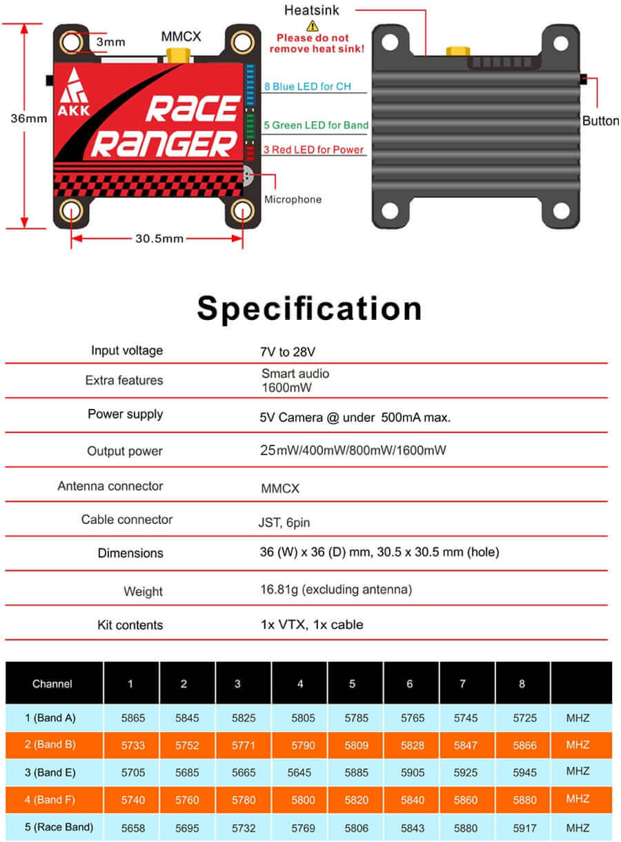 AKK Race Ranger 1.6W VTX